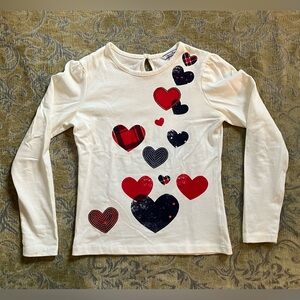 Hartstrings Girls Top Size 10 Red White and Blue Hearts